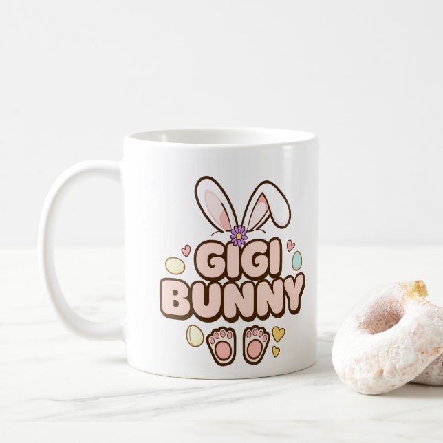 Personalized Photo "Gigi Bunny" Easter Coffee Mug (With Donut)