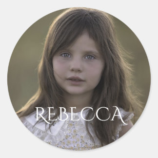 Personalized photo girl birthday party  classic round sticker