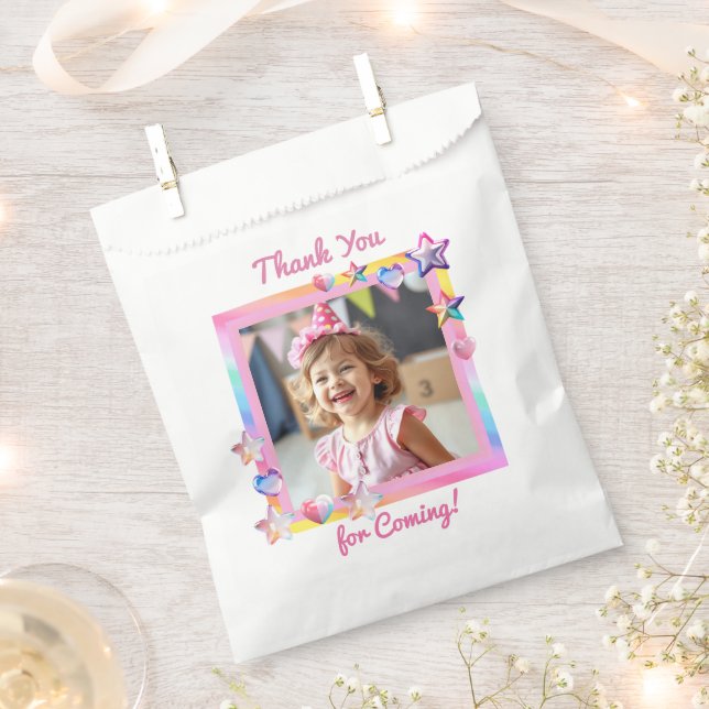 Personalized Photo Girl's Birthday Favour Bag (Clipped)