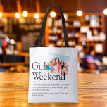 Personalized Photo Girls Weekend Definition Tote Bag<br><div class="desc">Personalize with your definition of a perfect girls' weekend,  and add the names of your besties and a special photo. Designed by Thisisnotme©</div>