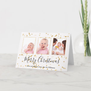 Personalized Photo Gold Confetti Christmas Holiday Card