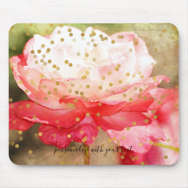 Personalized Photo Gold Confetti Overlay Mouse Pad (Front)
