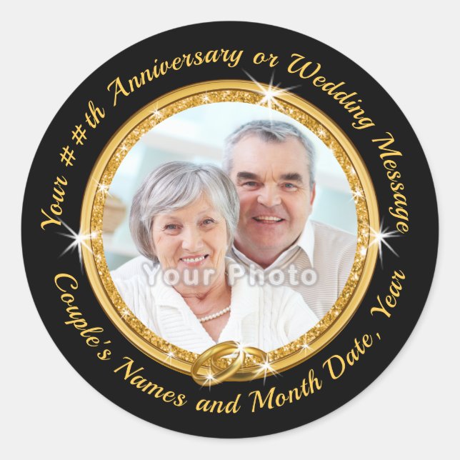 Personalized Photo Gold Envelope Seals Stickers (Front)