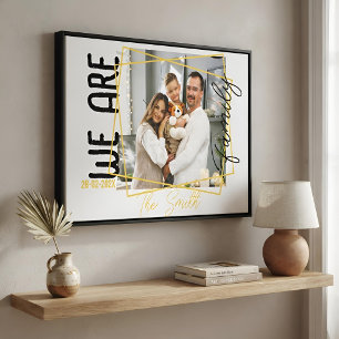 Personalized Photo Gold Frame Family Custom Name Canvas Print
