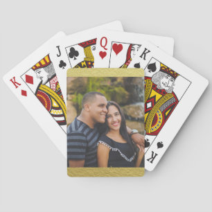 Personalized Photo Gold Texture Background Playing Cards