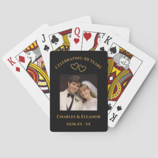 Personalized Photo Golden 50th Anniversary Gift Playing Cards