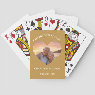 Personalized Photo Golden 50th Anniversary Gift Playing Cards