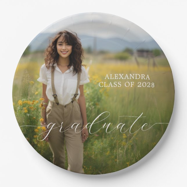 Personalized Photo Graduation   Paper Plate (Front)