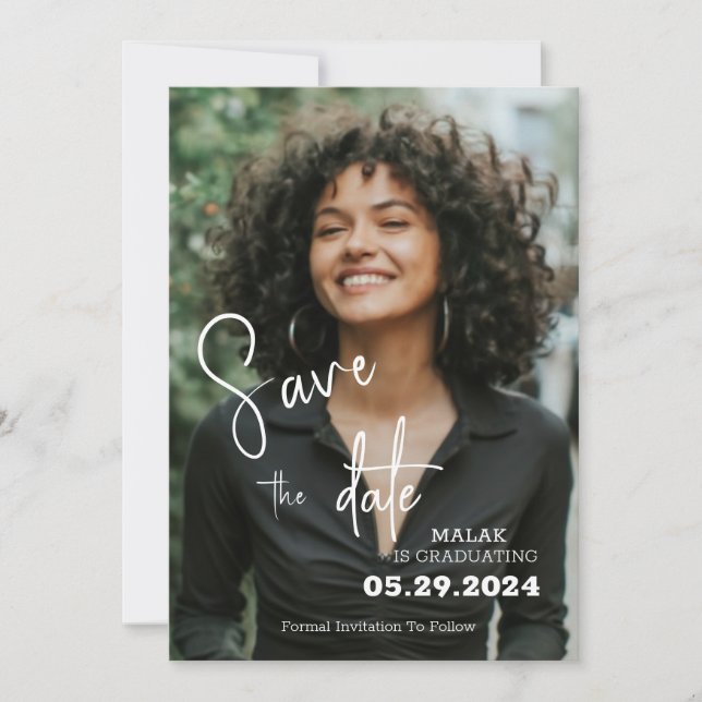 Personalized Photo Graduation  Save The Date (Front)