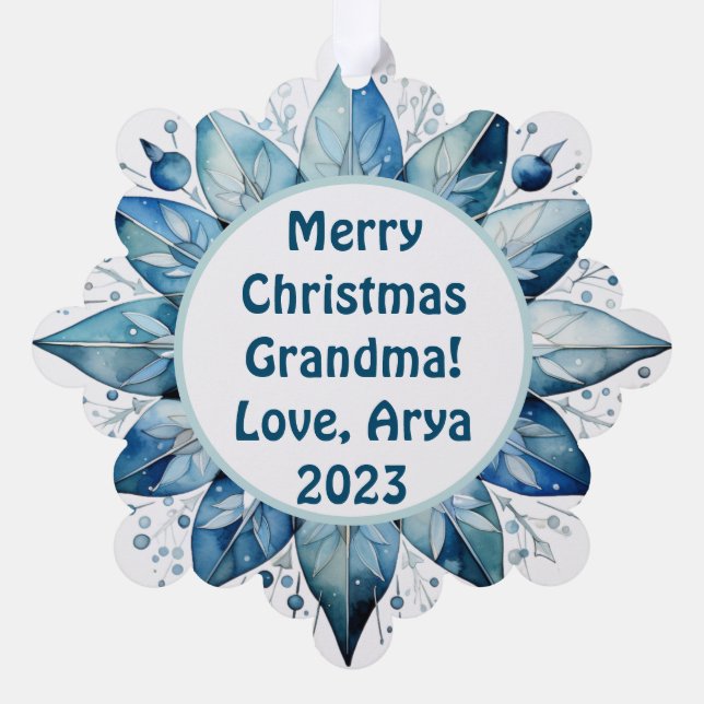 Personalized Photo Grandchild's Christmas Ornament (Back)