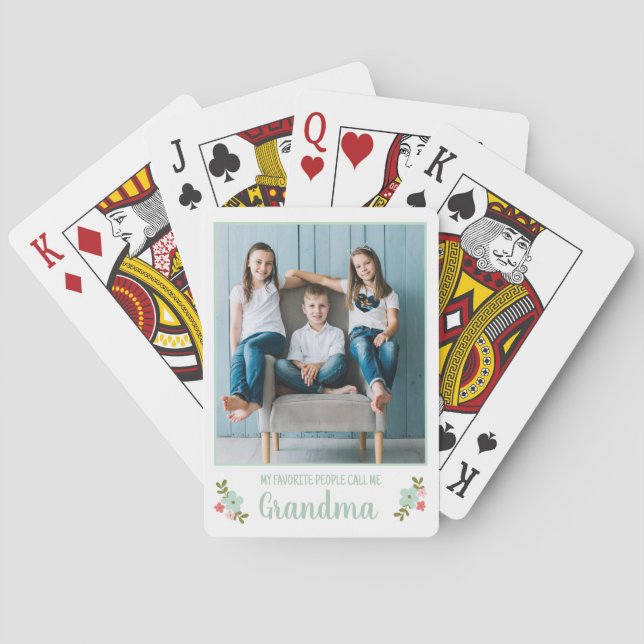 Personalized Photo Grandma Playing Cards (Back)