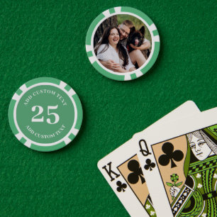 Personalized Photo Green Numbered 25 Value Game Poker Chips