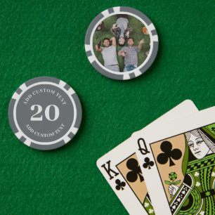 Personalized Photo Grey Numbered 20 Game Poker Chips