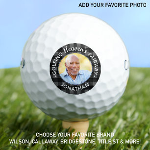 Personalized Photo Grey Plaid Golf Lover Memorial  Balls