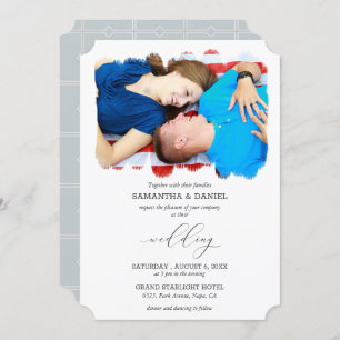 Personalized Photo Grey Typeface Script Wedding Invitation
