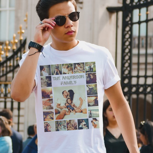 Personalized photo grid and custom text T-Shirt (Creator Uploaded)