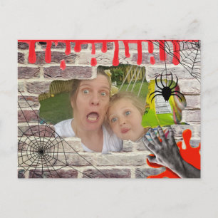 Personalized Photo Halloween Trapped Behind Wall Postcard