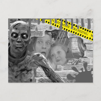Personalized Photo Halloween Trapped Behind Wall Postcard
