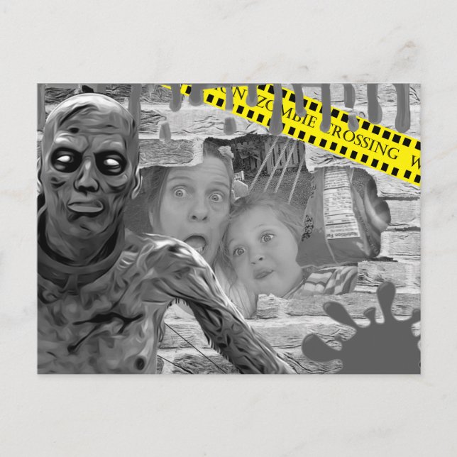 Personalized Photo Halloween Trapped Behind Wall Postcard (Front)