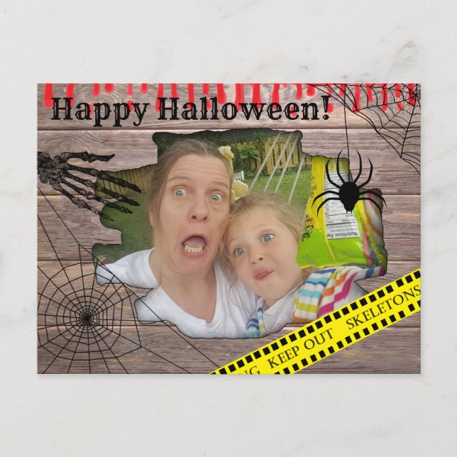Personalized Photo Halloween Trapped Behind Wall Postcard (Front)