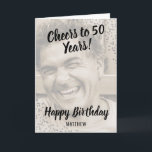 Personalized Photo Happy Birthday Card<br><div class="desc">Welcome to the perfect way to send best wishes to your loved ones on their special day—A Custom Happy Birthday Greeting Card! This card is specially designed to make their birthday even more special. It features a beautiful photo of the birthday girl or boy, a white overlay, and silver glitter...</div>