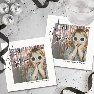 Personalized Photo Happy Birthday Party Napkin