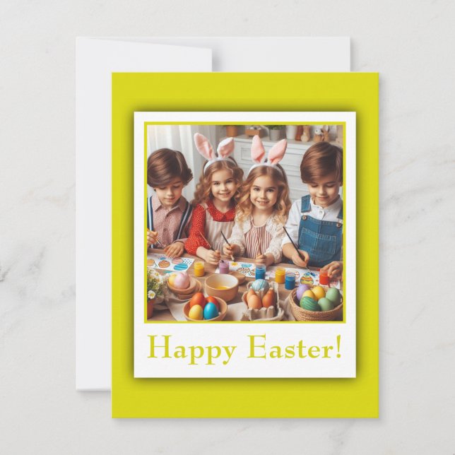 Personalized Photo Happy Easter Citrine Elegant Holiday Card (Front)