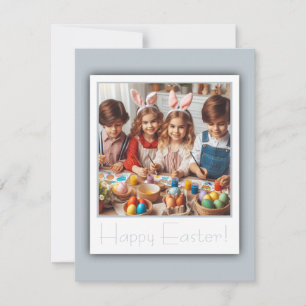 Personalized Photo Happy Easter Silver Elegant Holiday Card