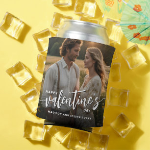 Personalized Photo Happy Valentine's Day Elegant Can Cooler