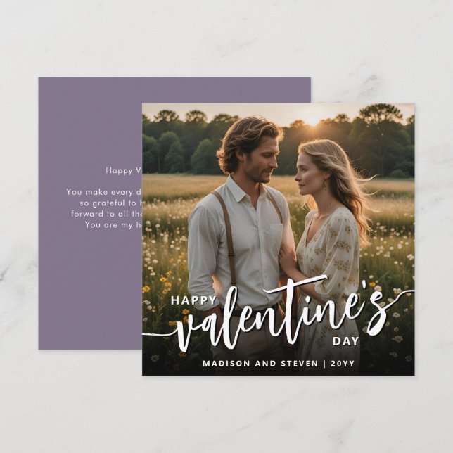 Personalized Photo Happy Valentine's Day Elegant Card (Front/Back)