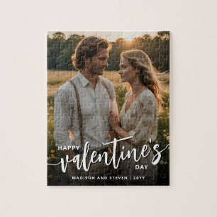 Personalized Photo Happy Valentine's Day Elegant Jigsaw Puzzle