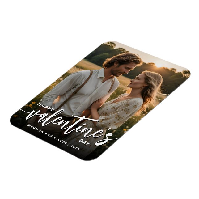 Personalized Photo Happy Valentine's Day Elegant Magnet (Left Side)