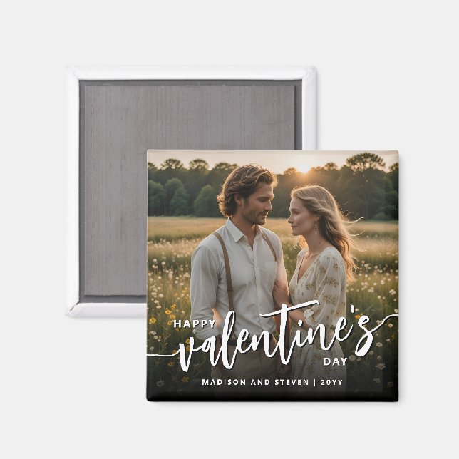 Personalized Photo Happy Valentine's Day Elegant Magnet (Front/Back)