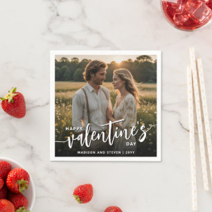 Personalized Photo Happy Valentine's Day Elegant Napkin