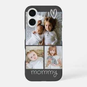 Personalized Photo Heart and Text Photo Collage iPhone 16 Case