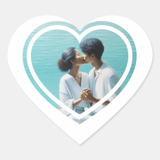 Personalized Photo Heart  Heart Sticker (Front)