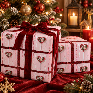 Personalized Photo Heart Lollipop Wrapping Paper