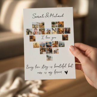 Personalized Photo Heart Love Card for Couples