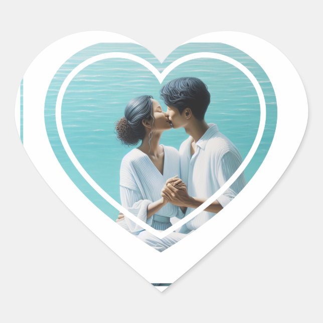Personalized Photo Heart  Sticker (Front)