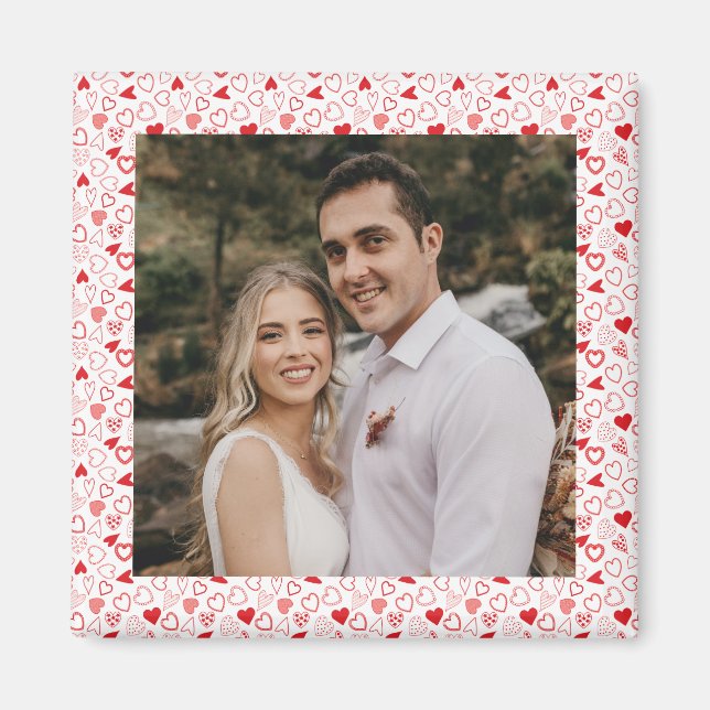 Personalized photo Hearts pattern  Magnet (Front)