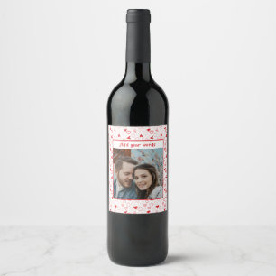 Personalized photo hearts pattern  wine label