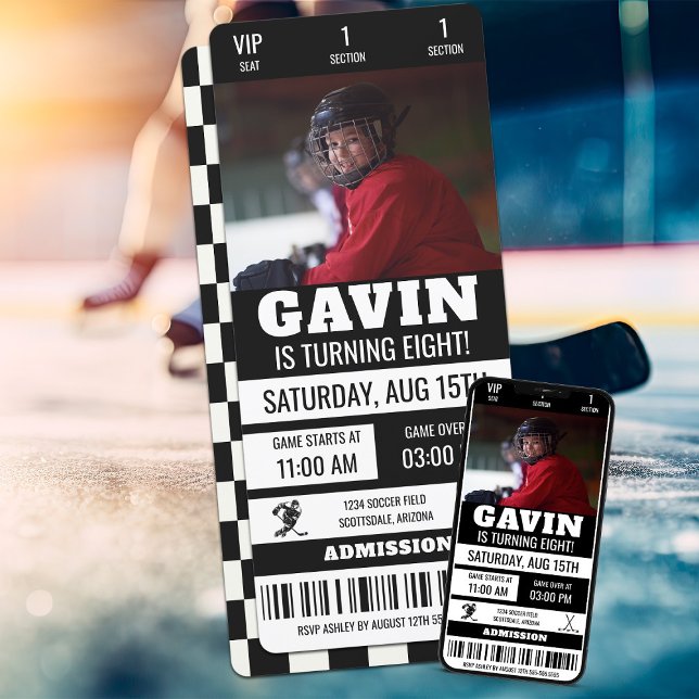Personalized Photo Hockey Ticket Birthday Party Invitation (Creator Uploaded)