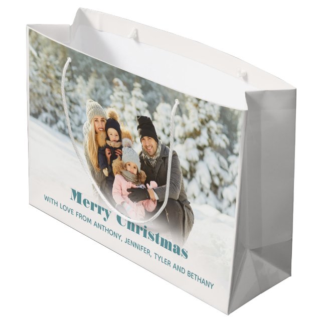 Personalized Photo Holiday or Christmas Large Gift Bag (Back Angled)