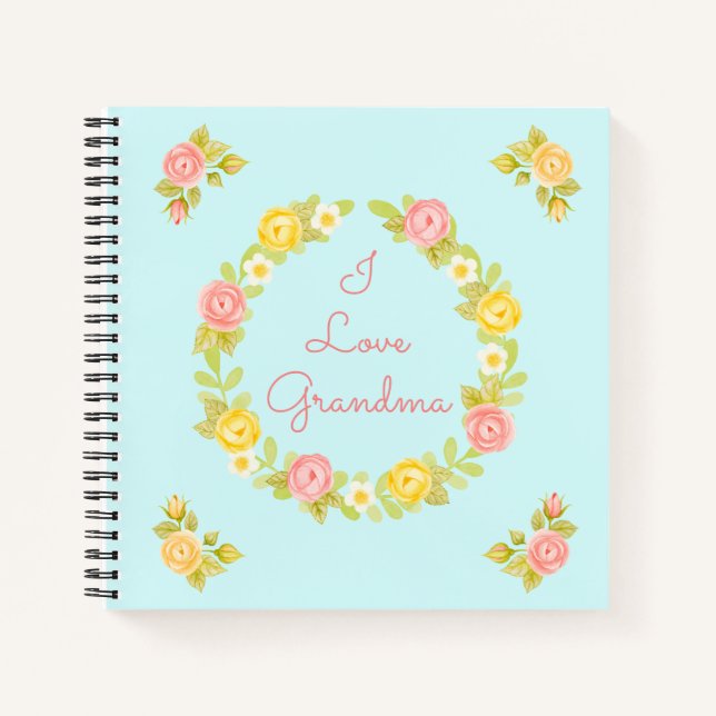 Personalized Photo I Love Grandma Sketchbook Notebook (Front)