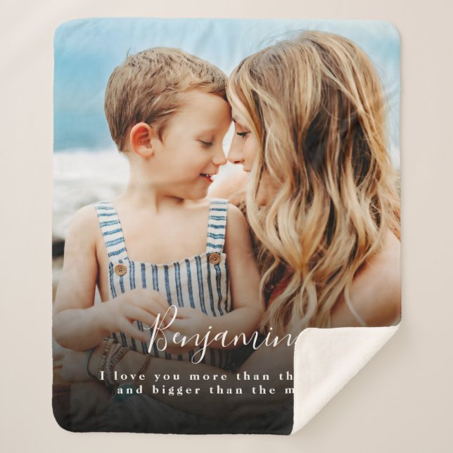 Personalized Photo I Love You More Sherpa Blanket (Front)