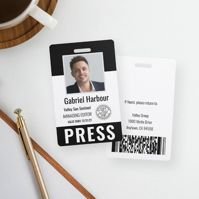 Personalized Photo ID & Logo Journalist Press Pass Badge (Creator Uploaded)