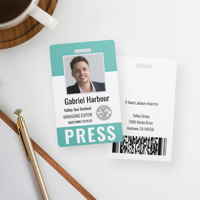 Personalized Photo ID & Logo Journalist Press Pass Badge (Creator Uploaded)