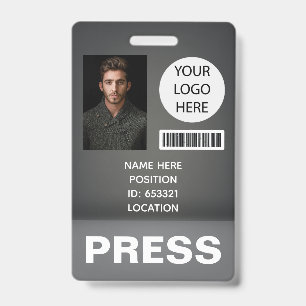 Personalized Photo ID Logo Journalist Press Pass Badge
