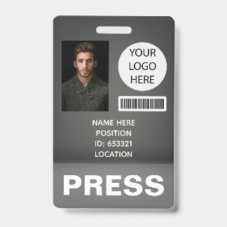 Personalized Photo ID Logo Journalist Press Pass Badge