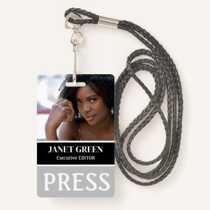 Personalized Photo ID Reporter Press Staff Pass ID Badge